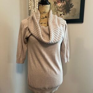 Express Tan/Cream Tunic Cowl Neck Top